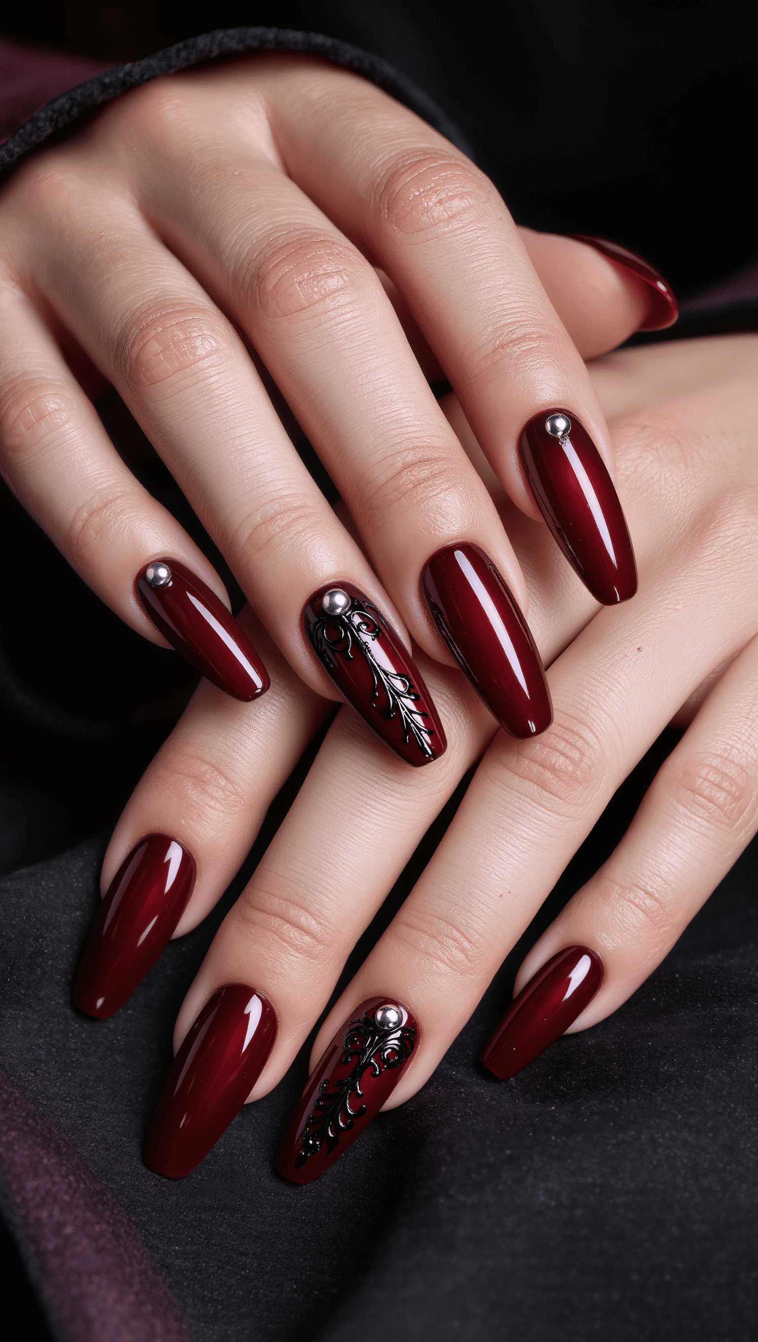 burgundy-valentine-nails-vamp-romantic-aesthetic