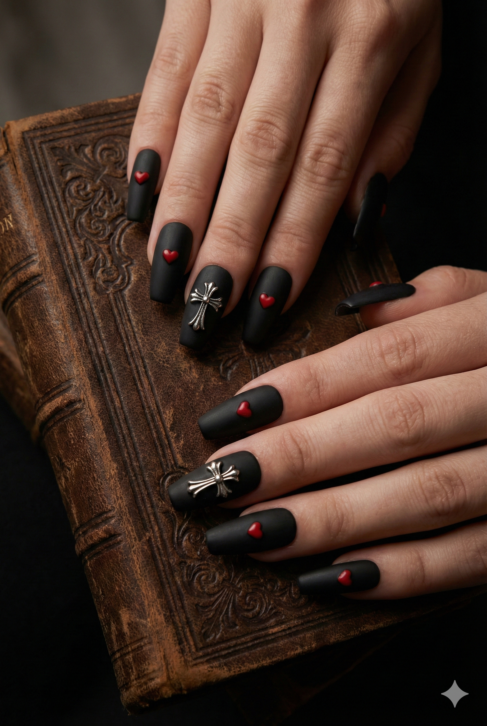 cherry-mocha-nails-fountain-pen-dark-academia-aesthetic